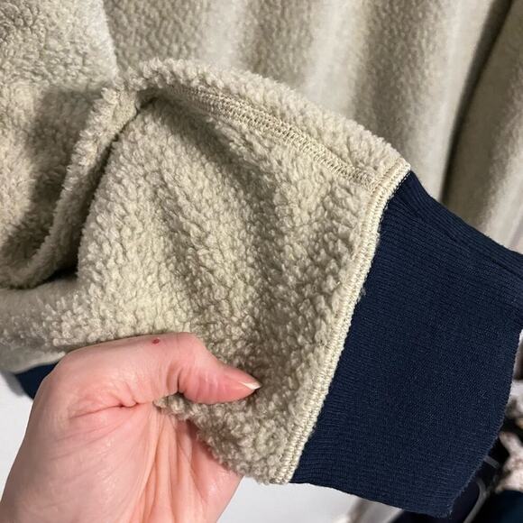 Patagonia Men’s Reversible Shearling Crewneck Sweatshirt Top Oat Blue XXL - Picture 8 of 8